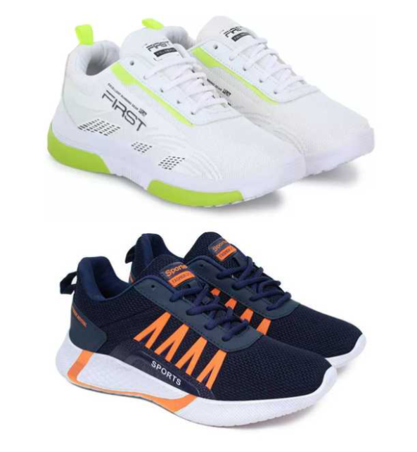 Sports Shoes for Men (White & Blue, 6) (Pack of 2)