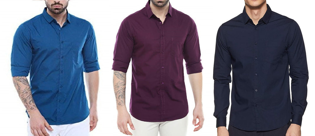 Combo of 3 Casual Men's Shirts (Multicolor, S)