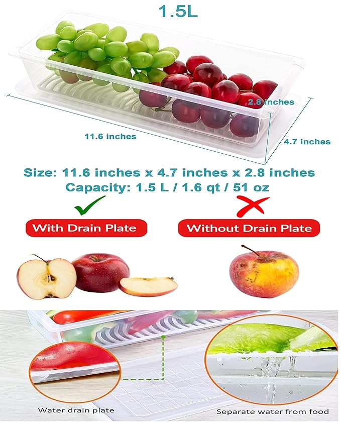 Vegetables & Fruits Freezer Storage Container (Pack Of 6Pc 1500 Ml)