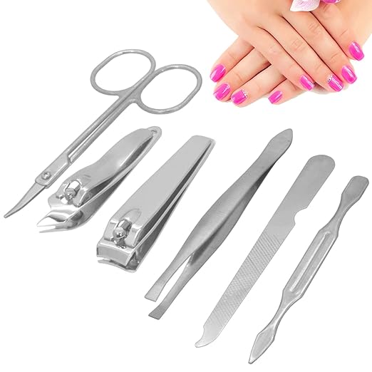 SJ 6 in 1 Nail Art Clipper Pedicure Manicure Tweezer Cutter Earpick Tool Set - 29