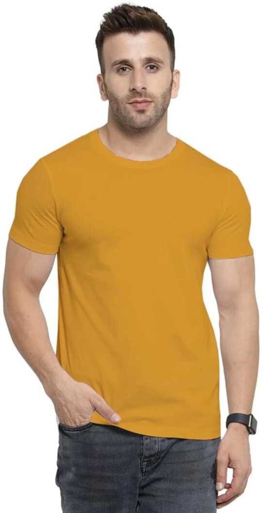 Classic Partywear Roundneck Half Sleeve Solid T-Shirt_For Summer