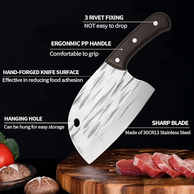 6 Inch Blade Meat Cleaver Knife Outdoor Multi-Purpose Knife Butcher Knife