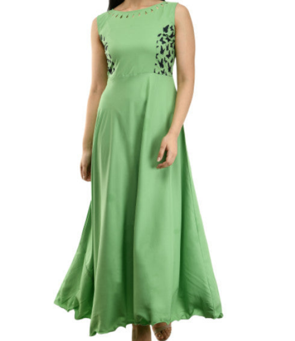 Women Solid Green Maxi Dress