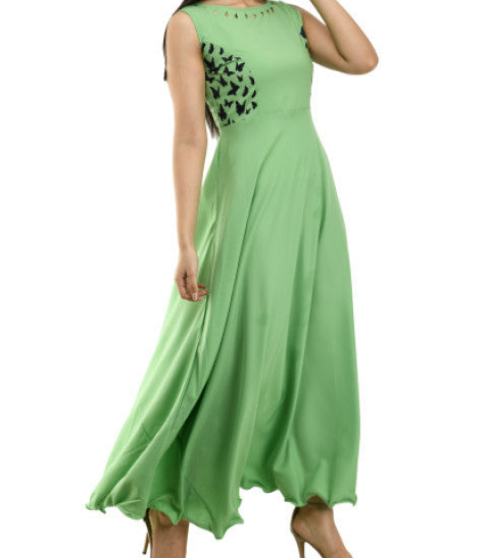 Women Solid Green Maxi Dress
