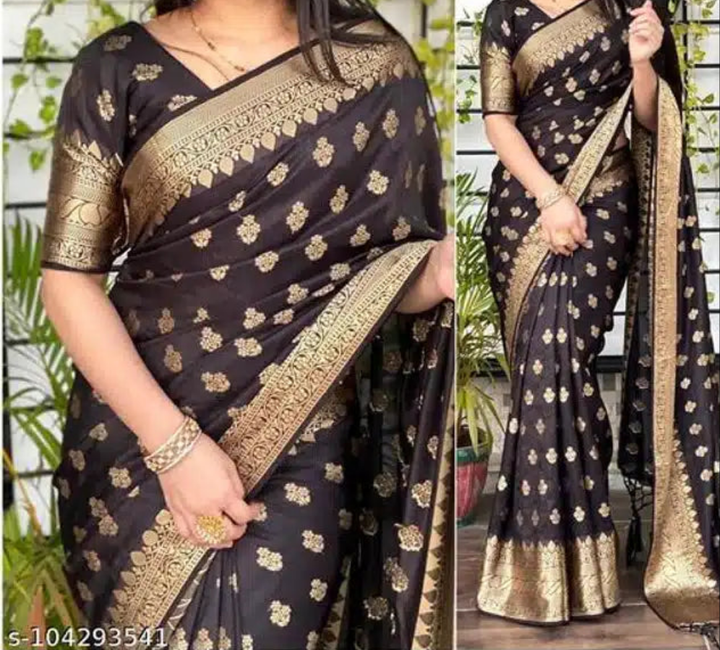 Banarasi Silk Saree With Blouse For Women (Orange, 6.3M)