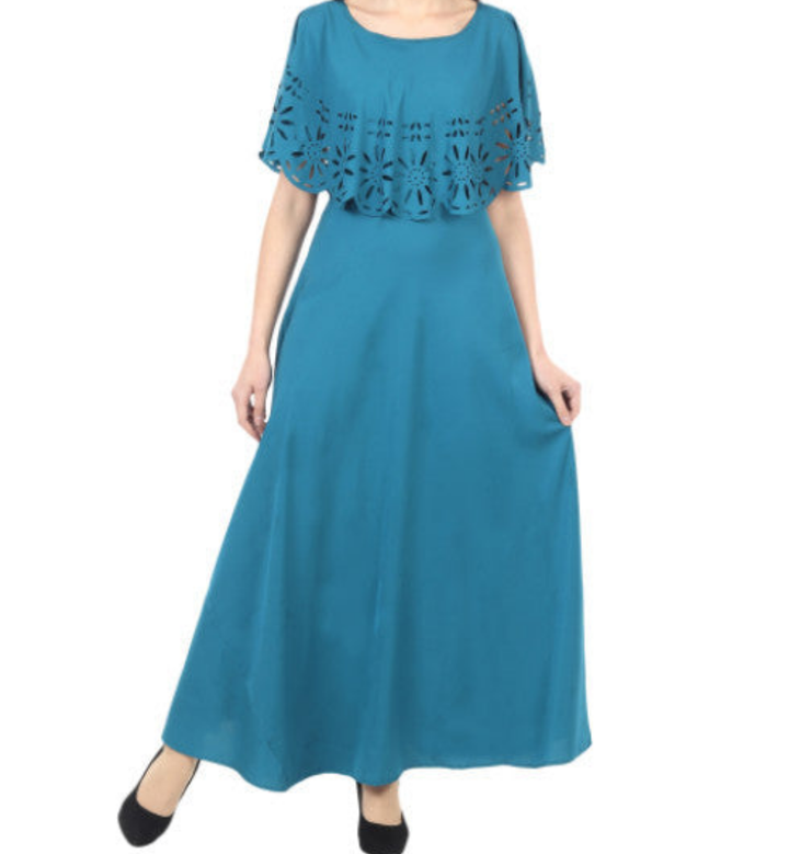 Women Solid Light Blue Maxi Dress