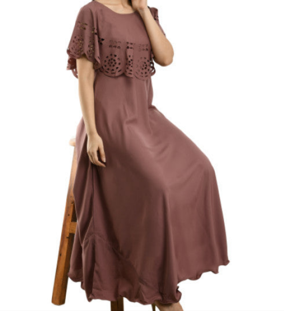 Women Solid Brown Maxi Dress