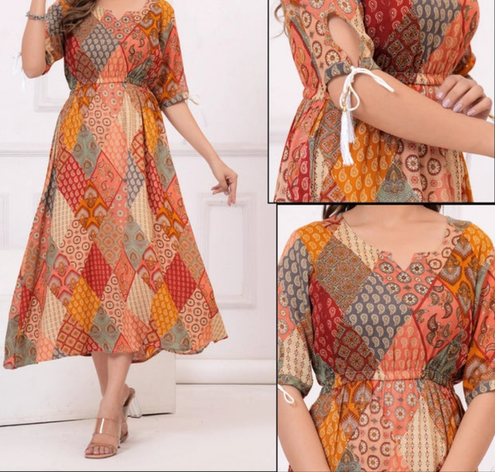 Rayon Printed Anarkali Kurti for Women (Multicolor, XS)