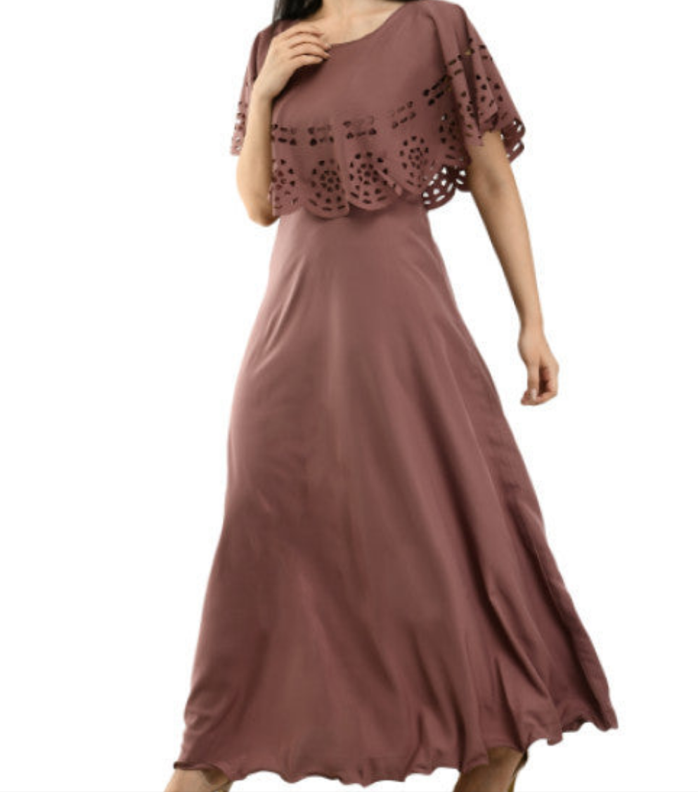 Women Solid Brown Maxi Dress