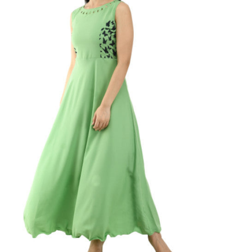 Women Solid Green Maxi Dress