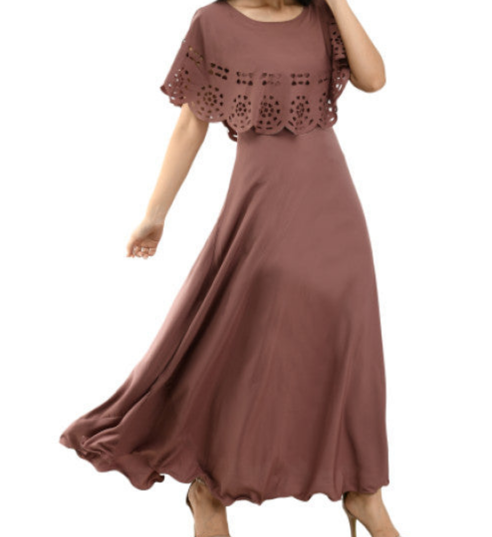 Women Solid Brown Maxi Dress