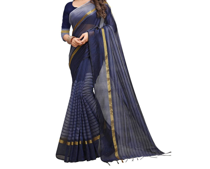 Women Designer Saree (Navy Blue, 6.3 m)