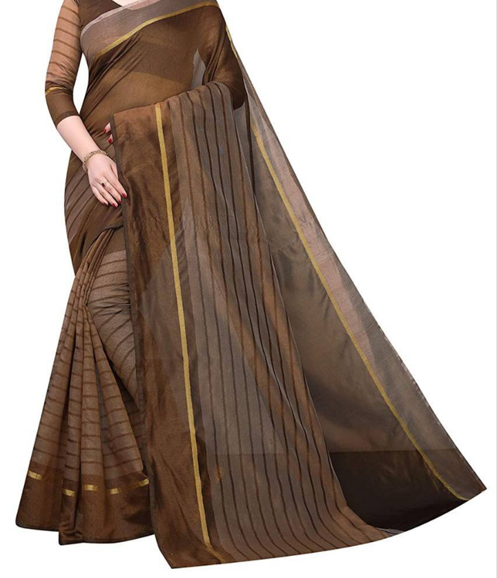 Women Designer Saree (Brown, 6.3 m)