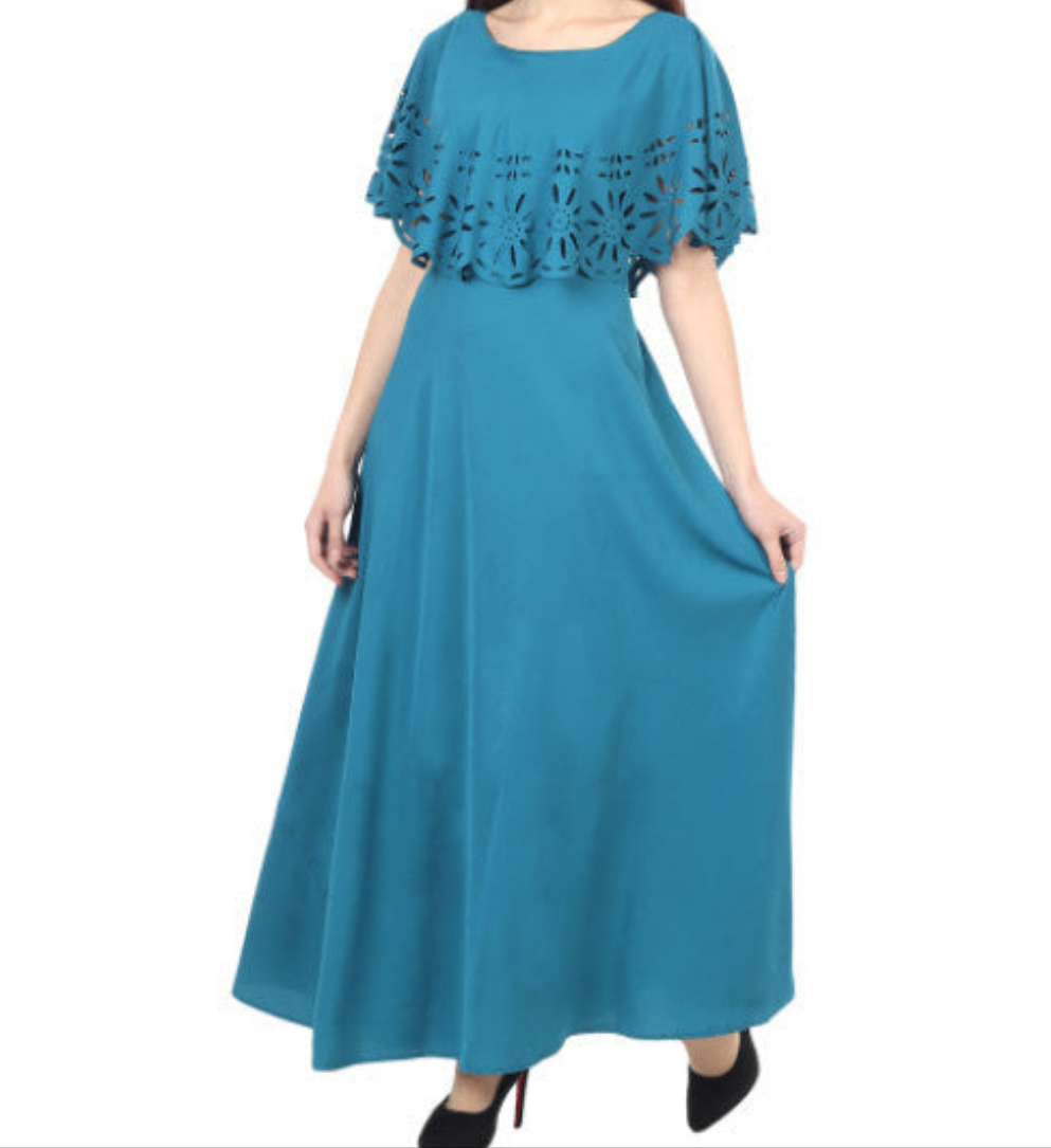 Women Solid Light Blue Maxi Dress