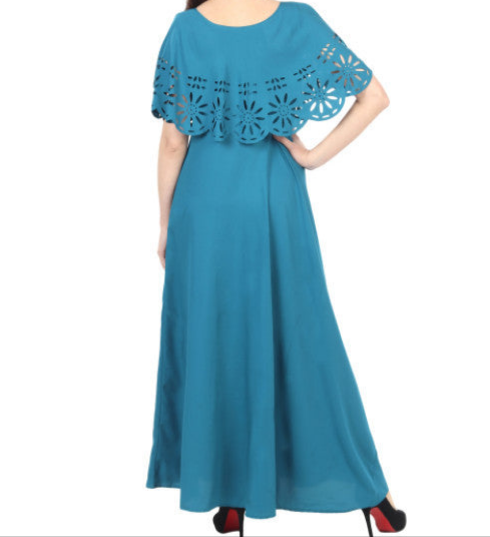 Women Solid Light Blue Maxi Dress