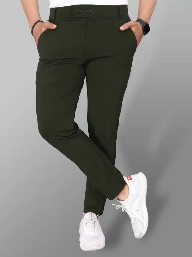 Lycra Blend Trouser for Men (Bottle Green, 32)