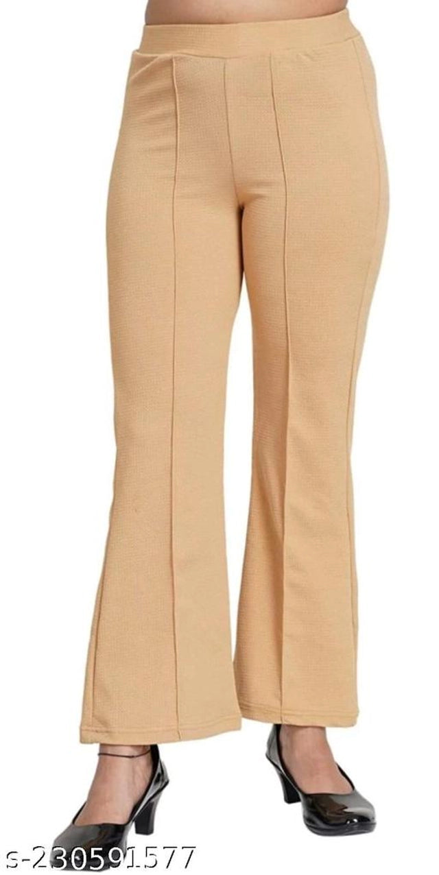 Cotton Blend Trouser for Women (Beige, 28)