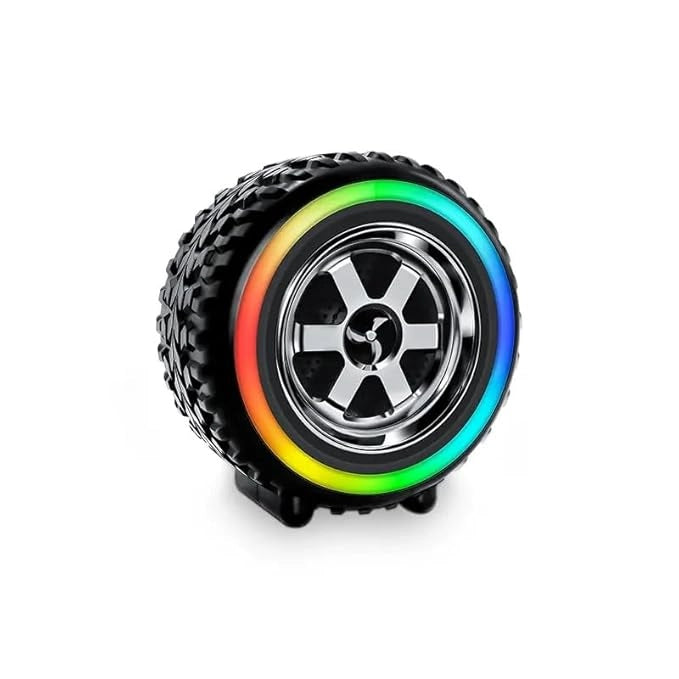 RGB Tyre Design Wireless Bluetooth Speaker with Big Bass Boost Sound Upto 8hrs Playtime MicroSD Card Slot FM Radio, USB Support Campatible with All Smart Phones (Black)