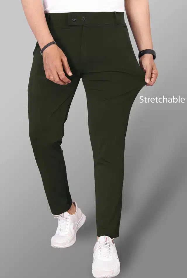 Lycra Blend Trouser for Men (Bottle Green, 32)