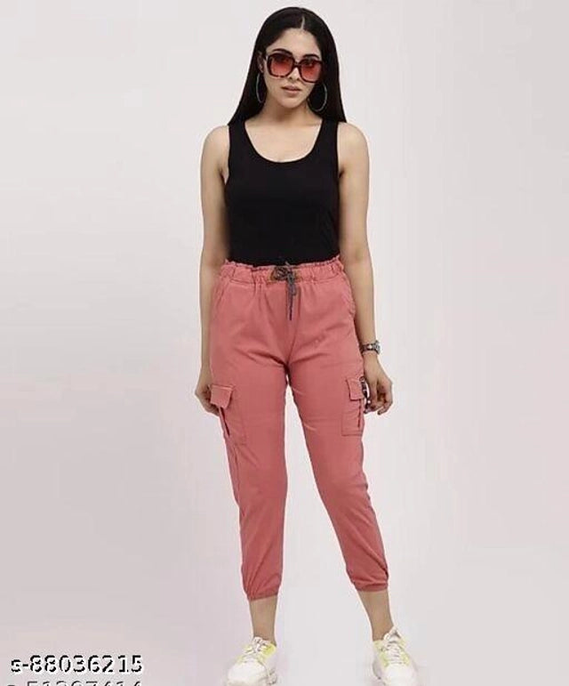 Cotton Trouser for Women (Pink, 28)