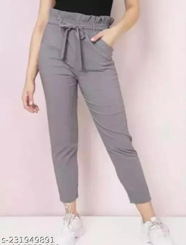 Cotton Blend Trouser for Women (Grey, 26)