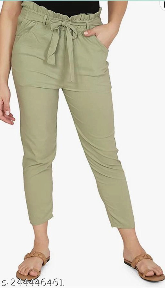 Cotton Blend Trouser for Women (Green, 26)