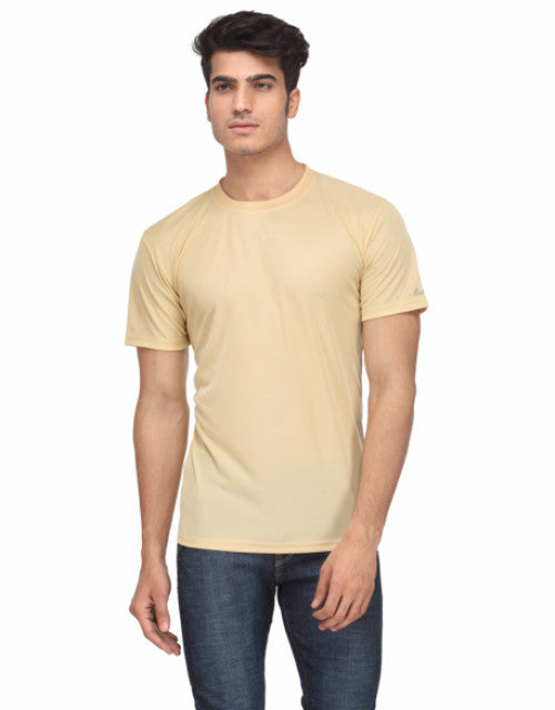 BEIGE ROUND NECK DRI-FIT TSHIRT