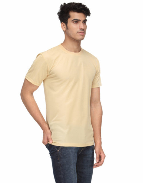 BEIGE ROUND NECK DRI-FIT TSHIRT