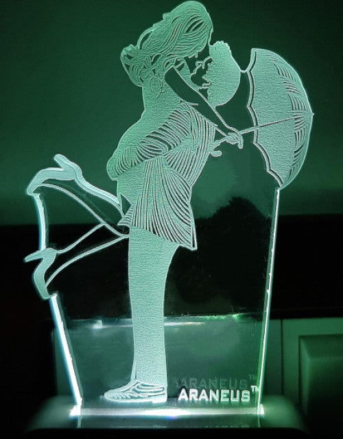 Love Couple with Umbrella 3D Illusion LED Night Lamp for Home Decoration