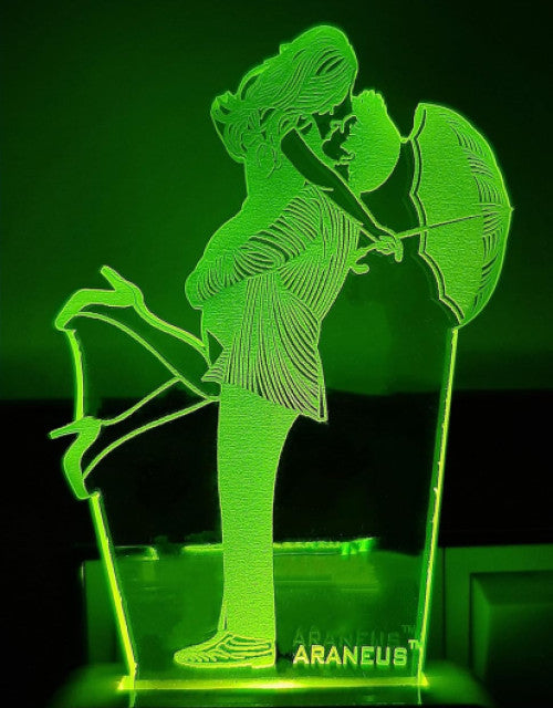 Love Couple with Umbrella 3D Illusion LED Night Lamp for Home Decoration