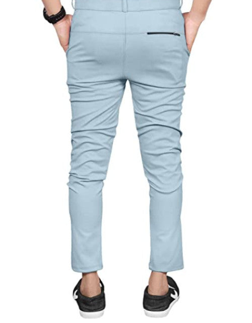 Lycra Blend Solid Slim Fit Mens Casual Trousers