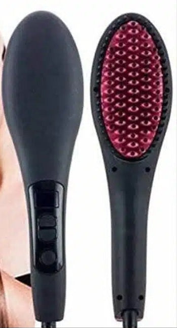 Plastic Electric Hair Straightener Brush (Black)