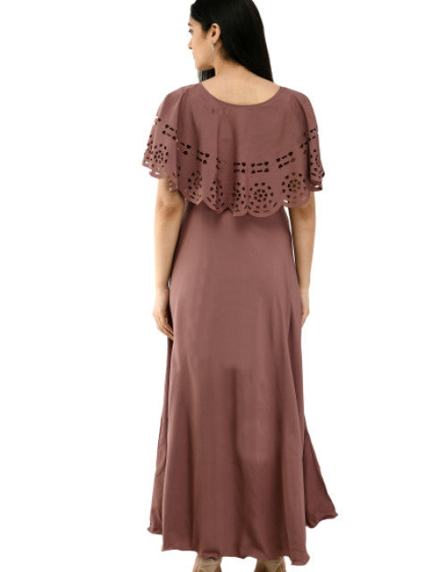 Women Solid Brown Maxi Dress