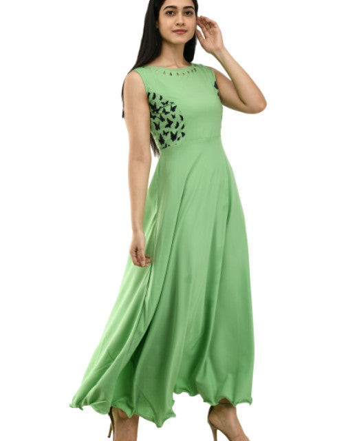 Women Solid Green Maxi Dress