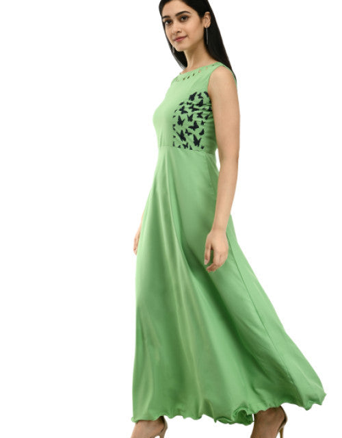 Women Solid Green Maxi Dress