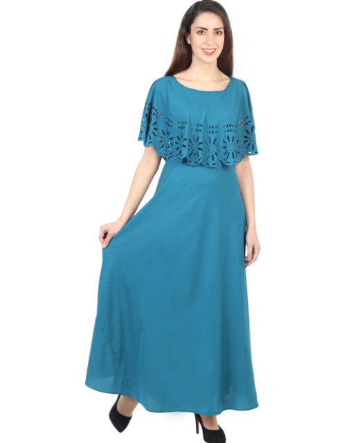 Women Solid Light Blue Maxi Dress