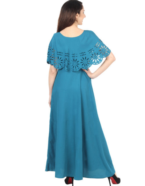 Women Solid Light Blue Maxi Dress