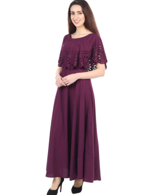 Women Solid Maroon Maxi Dress